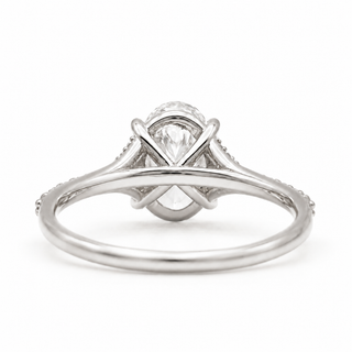 Oval Brilliant Split Pavé Ring – Lab Grown Diamond – 14K/18K White Gold – 24 Side Stones