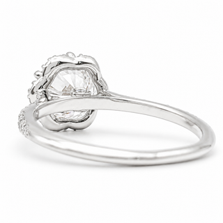 Round Brilliant Flower Pavé Ring – Lab Grown Diamond – 14K/18K White Gold – 32 Side Stones