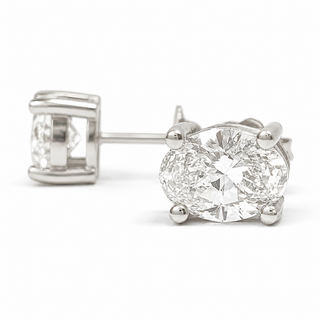 Oval Brilliant Earrings – Lab Grown Diamonds – 14K/18K White Gold – Stud Earrings