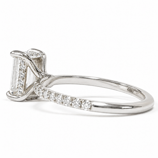 Emerald Cut with Pavé Band and Hidden Halo – Lab-Grown Diamond – 14K/18K White Gold – 42 Side Stones