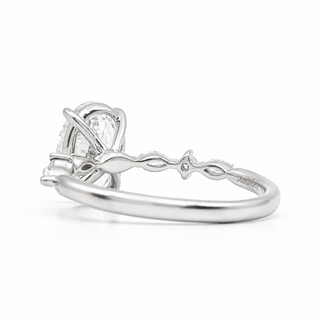 Oval Brilliant with Marquise Band Ring – Lab-Grown Diamond – 14K/18K White Gold – 6 Side Stones
