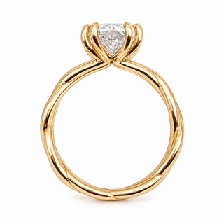 Radiant Cut Split Spiral Band Solitaire Ring – Lab Grown Diamond – 14K/18K Gold