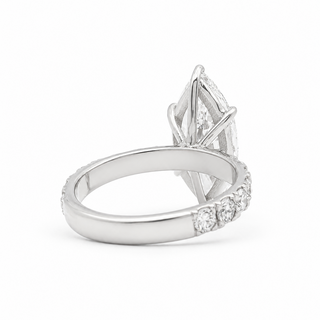 Marquise Brilliant Pavé Ring – Lab Grown Diamond – 14K/18K White Gold – 16 Side Stones