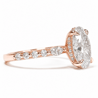 Oval Brilliant with Pavé Marquise Band – Lab-Grown Diamond – 14K/18K Rose Gold – 30 Side Stones