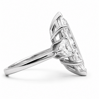 Marquise Brilliant 3 Stone Ring – Lab Grown Diamond – 14K/18K White Gold – 2 Side Stones