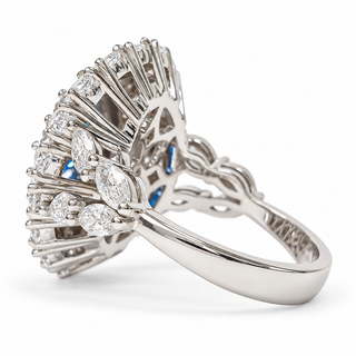 Oval Brillaint Cut 6.70 Carat Lab-Grown Diamonds Cocktail Ring | IGI Certified | 9.23 Gram 14K White Gold