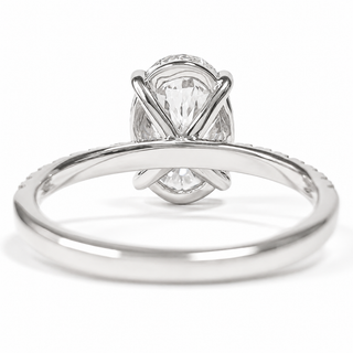 Oval Brilliant Pavé Ring – Lab Grown Diamond – 14K/18K Gold – 18 Side Stones