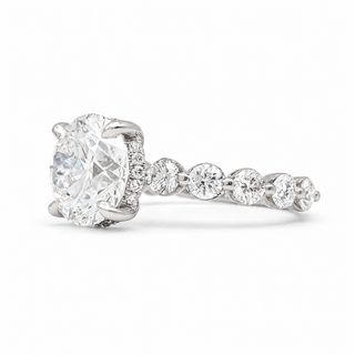 Round Brilliant Pavé Ring – Lab Grown Diamond – 14K/18K White Gold – 30 Side Stones
