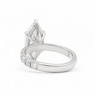 Marquise Brilliant Pavé Ring – Lab Grown Diamond – 14K/18K White Gold – 16 Side Stones