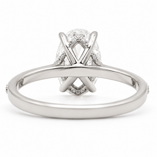 Oval Brilliant Split Pavé Ring – Lab Grown Diamond – 14K/18K White Gold – 36 Side Stones