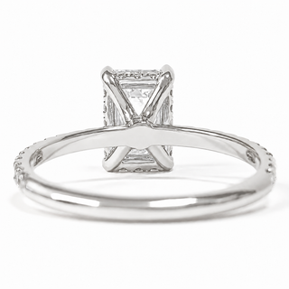 Emerald Cut with Pavé Band and Hidden Halo – Lab-Grown Diamond – 14K/18K White Gold – 42 Side Stones
