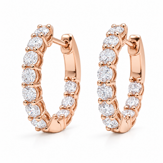 Round Brilliant Hoop Earrings – Lab Grown Diamonds – 14K/18K Gold - 15m"m