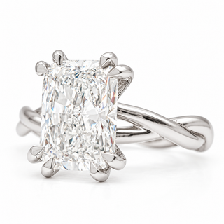 Radiant Cut Split Spiral Band Solitaire Ring – Lab Grown Diamond – 14K/18K Gold