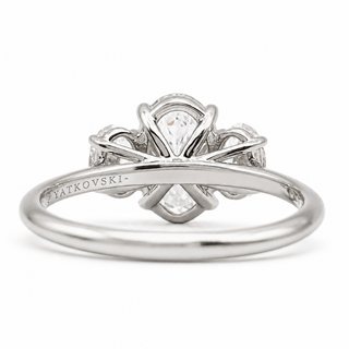 Oval Brilliant 3 Stone Ring – Lab Grown Diamond – 14K/18K White Gold – 2 Side Stones
