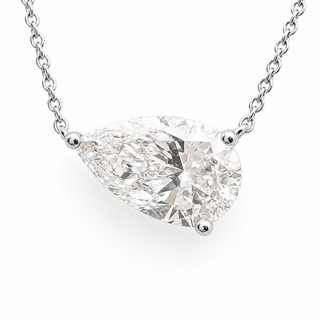 Pear Shape – Lab Grown Diamond – 14K/18K White Gold – Solitaire Necklace