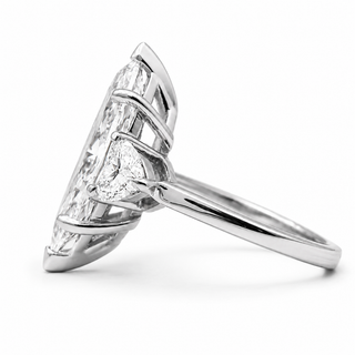 Marquise Brilliant 3 Stone Ring – Lab Grown Diamond – 14K/18K White Gold – 2 Side Stones