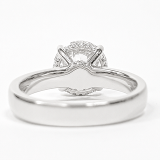 Round Brilliant Hidden Halo Solitaire Ring – Lab Grown Diamond – 14K/18K White Gold – 24 Side Stones