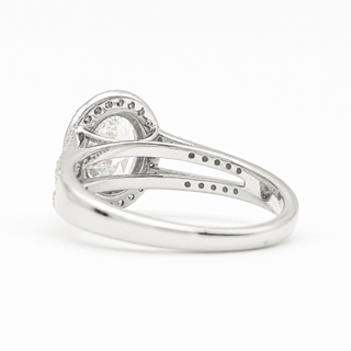 Oval Brilliant Split Pavé with Halo Ring  – Lab Grown Diamond – 14K/18K White Gold – 54 Side Stones