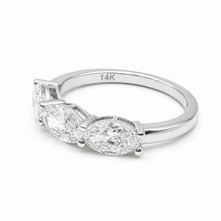 Oval Brilliant 3 Stone Crown Ring – Lab Grown Diamond – 14K/18K White Gold