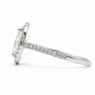 Oval Brilliant Pavé with Halo Ring  – Lab Grown Diamond – 14K/18K White Gold – 44 Side Stones
