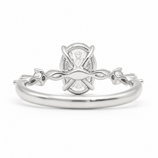 Oval Brilliant with Marquise Band Ring – Lab-Grown Diamond – 14K/18K White Gold – 6 Side Stones