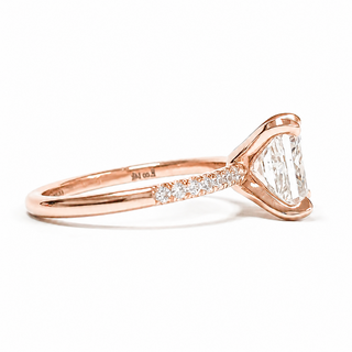 Princess Cut Pavé Ring – Lab Grown Diamond – 14K/18K Rose Gold – 14 Side Stones
