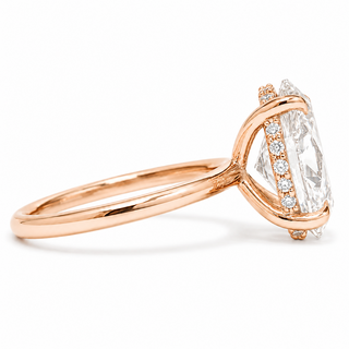 Oval Brilliant Ring with Hidden Halo – Lab Grown Diamond – 14K/18K Rose Gold – 18 Side Stones
