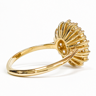 Round Brilliant Diana Ring – Lab Grown Diamond – 14K/18K Yellow Gold – 14 Side Stones