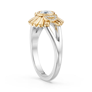 Camellia Ring - close-up of sunburst halo detail