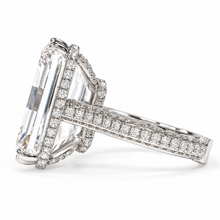 Emerald Cut 11.84 Carat Lab-Grown Diamonds Ring | IGI Certified | 8.22 Gram 18K White Gold
