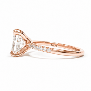 Princess Cut Pavé Ring – Lab Grown Diamond – 14K/18K Rose Gold – 14 Side Stones