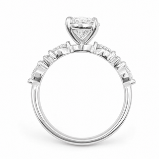 Oval Brilliant with Marquise Band Ring – Lab-Grown Diamond – 14K/18K White Gold – 6 Side Stones