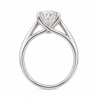 Oval Brilliant Split Band Solitaire Ring – Lab Grown Diamond – 14K/18K White Gold - 1 Side Stone