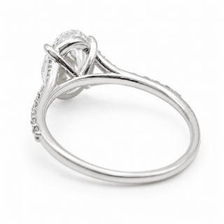 Oval Brilliant Split Pavé Ring – Lab Grown Diamond – 14K/18K White Gold – 24 Side Stones