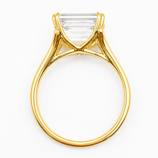 Emerald Cut Split Solitaire Ring – Lab-Grown Diamond – 14K/18K Yellow Gold