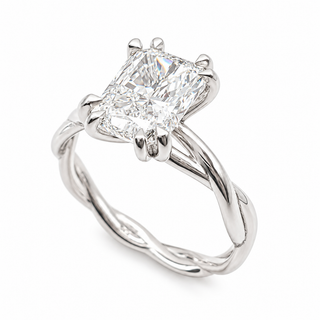 Radiant Cut Split Spiral Band Solitaire Ring – Lab Grown Diamond – 14K/18K Gold