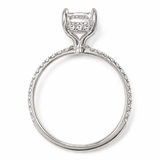 Emerald Cut with Pavé Band and Hidden Halo – Lab-Grown Diamond – 14K/18K White Gold – 42 Side Stones