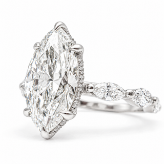 Marquise Brilliant with Marquise Band and Hidden Halo Ring – Lab-Grown Diamond – 14K/18K Gold – 26 Side Stones