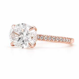 Oval Brilliant Pavé Ring – Lab Grown Diamond – 14K/18K Rose Gold – 20 Side Stones