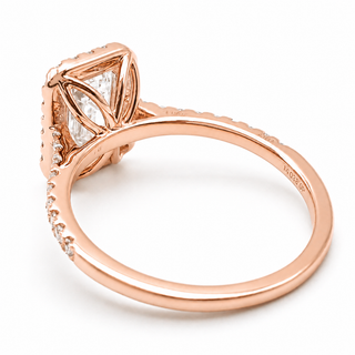 Emerald Cut with Pavé Band and Halo – Lab-Grown Diamond – 14K/18K Rose Gold – 40 Side Stones