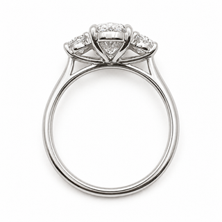 Oval Brilliant 3 Stone Ring – Lab Grown Diamond – 14K/18K Gold – 2 Side Stones