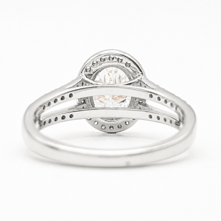 Oval Brilliant Split Pavé with Halo Ring  – Lab Grown Diamond – 14K/18K White Gold – 54 Side Stones