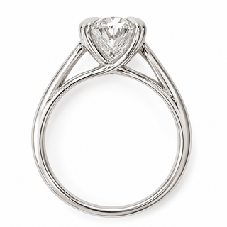Oval Brilliant Split Band Solitaire Ring – Lab Grown Diamond – 14K/18K White Gold - 1 Side Stone Split Band