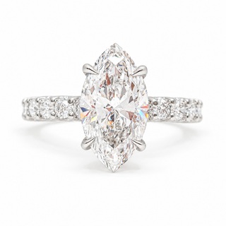 Marquise Brilliant Pavé Ring – Lab Grown Diamond – 14K/18K Gold – 12 Side Stones