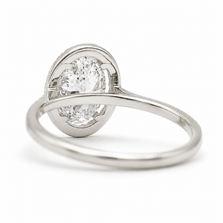 Oval Brilliant Pavé with Halo Ring  – Lab Grown Diamond – 14K/18K White Gold – 44 Side Stones