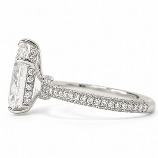 Pear Shape Three Row Pavé Ring with Hidden Halo – Lab Grown Diamond – 14K/18K White Gold – 133 Side Stones