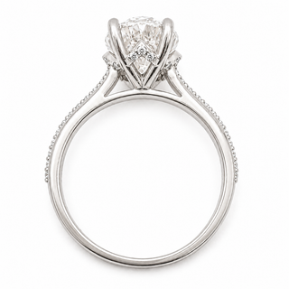 Oval Brilliant Split Pavé Ring – Lab Grown Diamond – 14K/18K Gold – 36 Side Stones