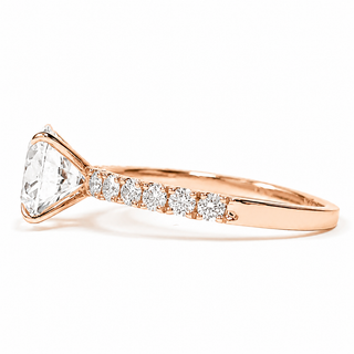 Round Brilliant Pavé Ring – Lab Grown Diamond – 14K/18K Rose Gold – 12 Side Stones