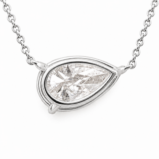 Pear Shape – Lab Grown Diamond – 14K/18K White Gold – Solitaire Necklace