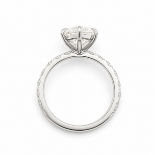 Marquise Brilliant Pavé Ring – Lab Grown Diamond – 14K/18K White Gold – 16 Side Stones